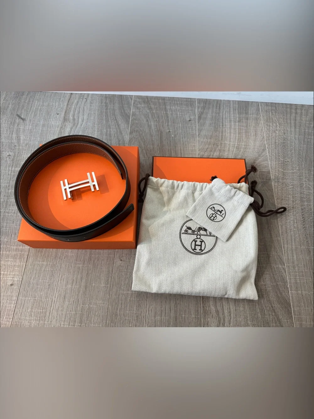 Hermès H Reversible Belt – 90 cm, 32 mm Black/Gold